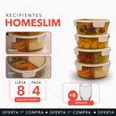 [LLEVÁ 8 PAGÁ 4] Recipientes Herméticos HomeSlim de Vidrio Templado con Tapa de Sellado al Vacío + 8 Vasos de Vidrio Fumé